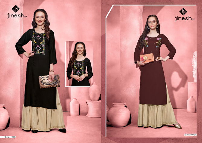 ZOOLEE Festive Wear Designer Rayon Heavy Designer Latest Kurti With Bottom Collection